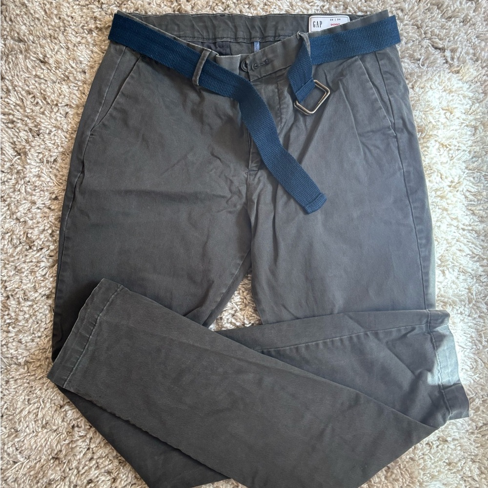 GAP Men's Charcoal Chinos with Navy Belt